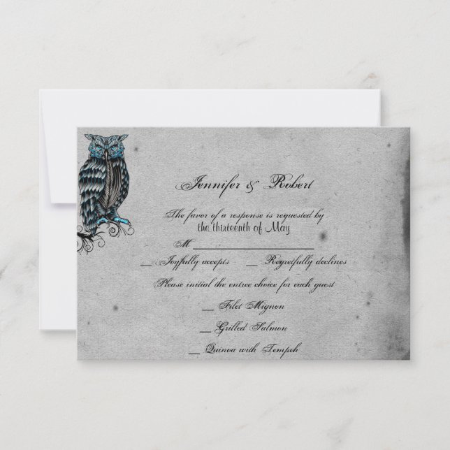 Carte de réponse du Mariage de la Chouette gothiqu (Devant)