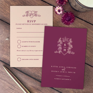 Carte de réponse du mariage de la couronne rouge e