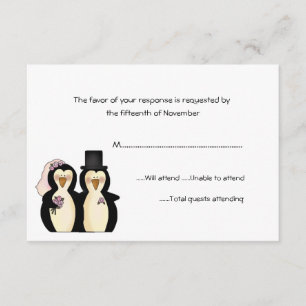 Carte de réponse du Mariage de pingouins
