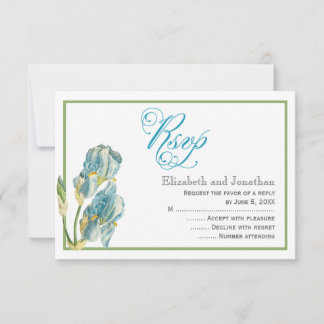 Carte de réponse du Mariage de script Blue Iris