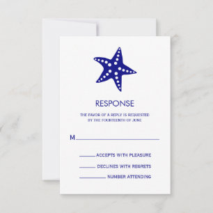 Carte de réponse du Mariage de Starfish minimalist