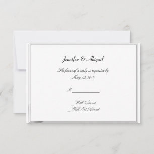 Carte de réponse du Mariage des épouses Black Whit