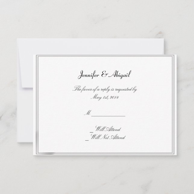 Carte de réponse du Mariage des épouses Black Whit (Devant)