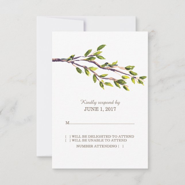 Carte de réponse du Mariage des succursales broyée (Devant)