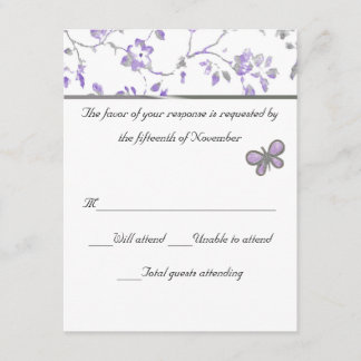 Carte de réponse du Mariage floral Lavender