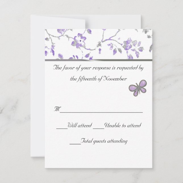 Carte de réponse du Mariage floral Lavender (Devant)
