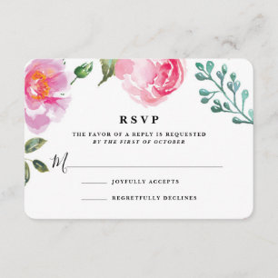 Carte de réponse du Mariage floral Spring Peony