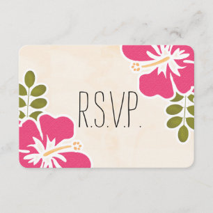 CARTE DE RÉPONSE DU MARIAGE FUCHSIA HIBISCUS HAWAI