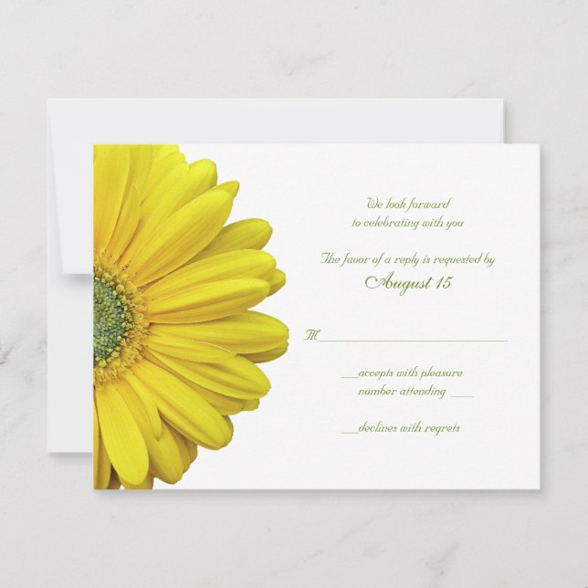 Carte de réponse du Mariage Gerbera Daisy Jaune (Devant)