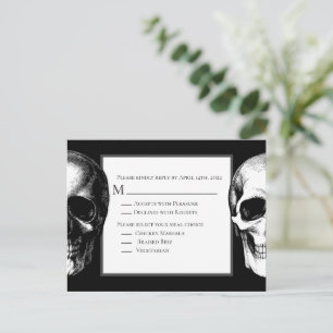 Carte de réponse du Mariage Halloween gothique crâ