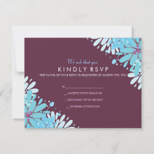 Carte de réponse du Mariage KINDA BLUE FLEURS