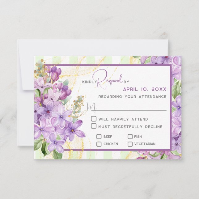 Carte de réponse du Mariage Lilac violet (Devant)