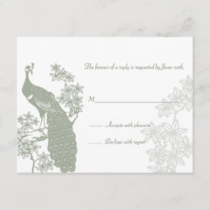 Carte de réponse du Mariage Peacock