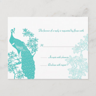 Carte de réponse du Mariage Peacock