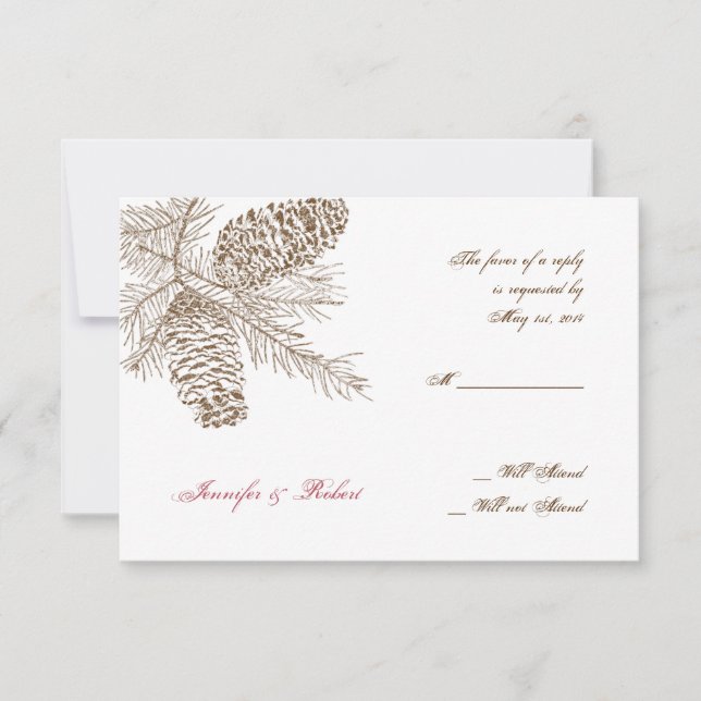 Carte de réponse du Mariage Pine Cone Nature (Devant)