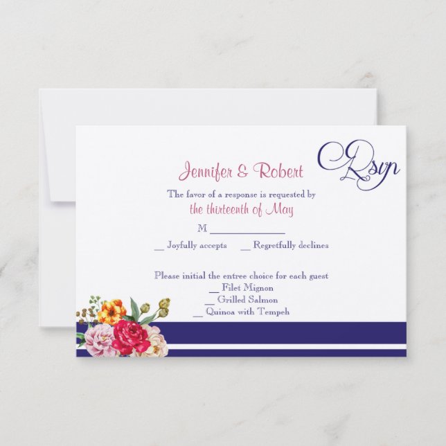 Carte de réponse du Mariage Polka Dot Papillon Pos (Devant)