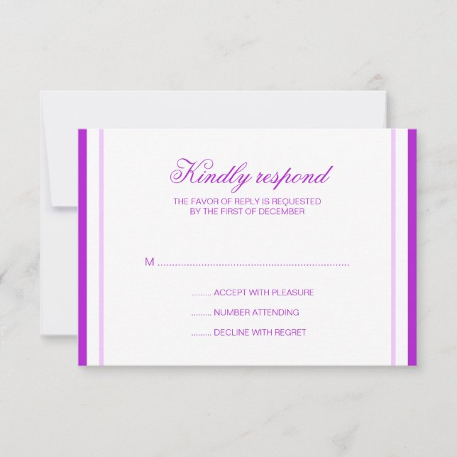 Carte de réponse du Mariage Purple Stripes (Devant)