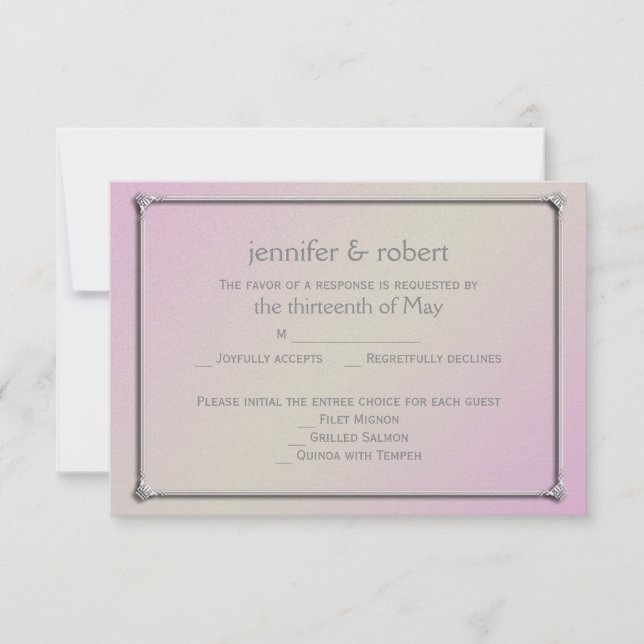 Carte de réponse du Mariage romantique gris et bla (Devant)