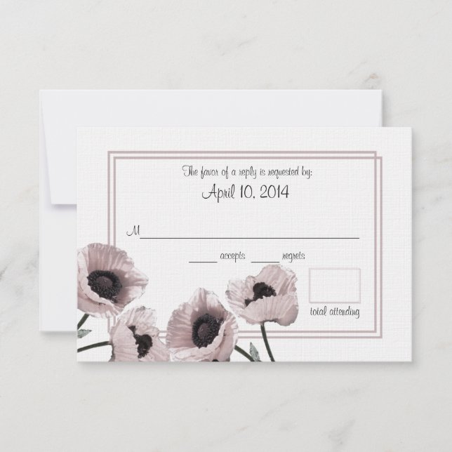 Carte de réponse du Mariage rose pavot (Devant)