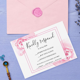 Carte de réponse du Mariage Roses Roses Roses Rose