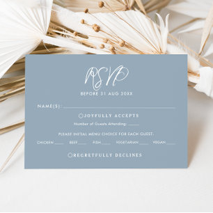 Carte de réponse du Mariage RSVP bleu et blanc