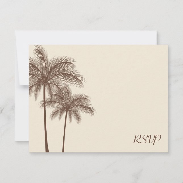Carte de réponse du Mariage RSVP Brown Palm Tree (Devant)
