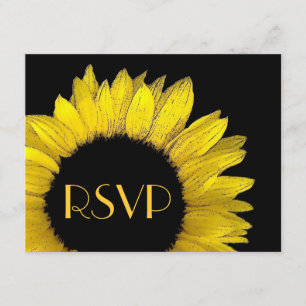 Carte de réponse du Mariage RSVP du tournesol jaun
