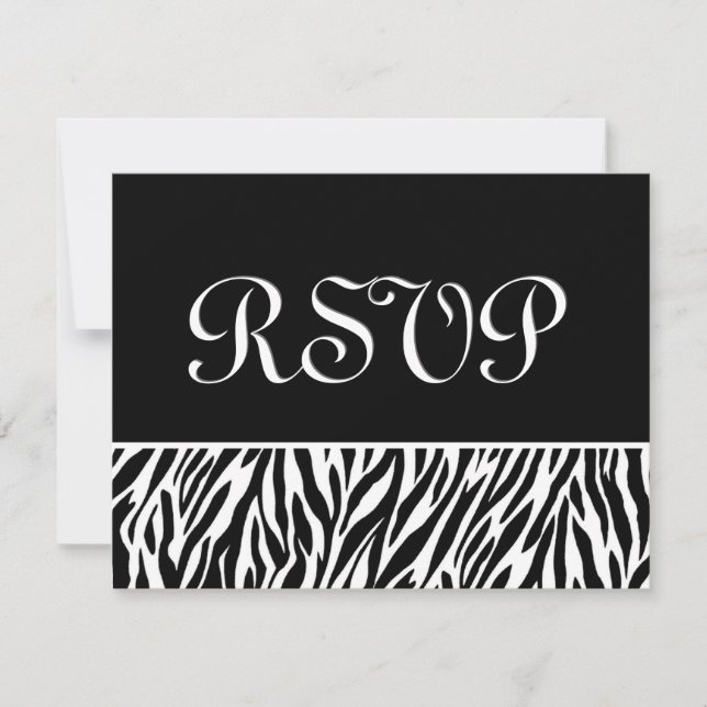 Carte de réponse du Mariage RSVP en noir blanc Zeb (Devant)