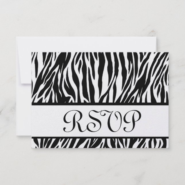 Carte de réponse du Mariage RSVP en noir blanc Zeb (Devant)