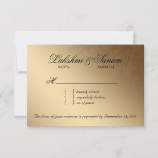 Carte de réponse du Mariage RSVP indien Damask Bab