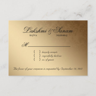 Carte de réponse du Mariage RSVP indien Damask Red