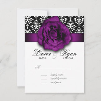 Carte de réponse du Mariage RSVP Rose pourpre Dama