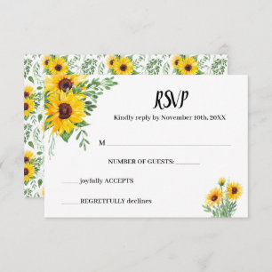 Carte de réponse du Mariage RSVP Sunflowers Greene