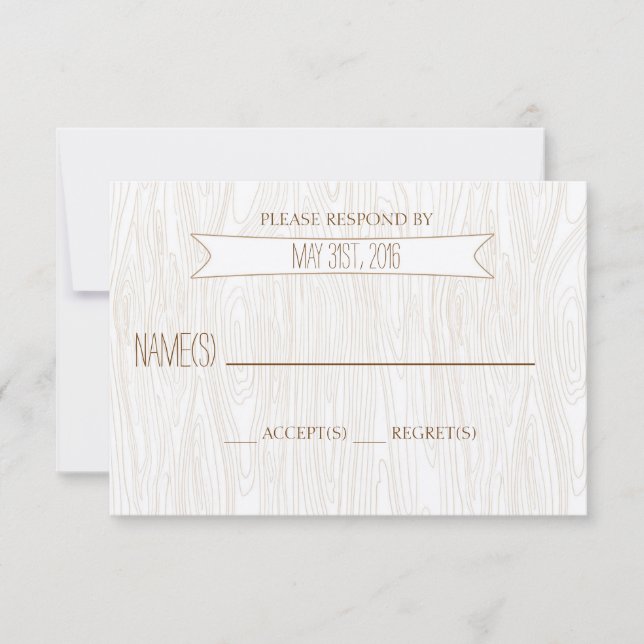 Carte de réponse du Mariage Rustic Simple Woodgrai (Devant)