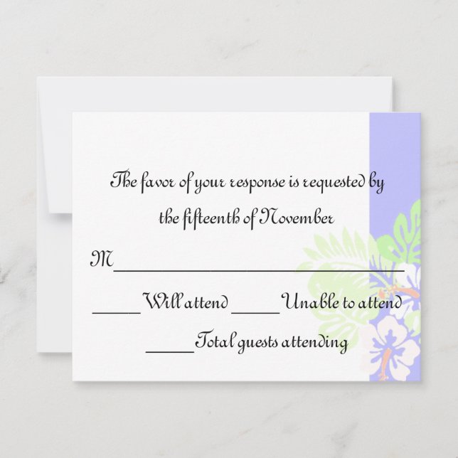 Carte de réponse du Mariage tropical (Devant)