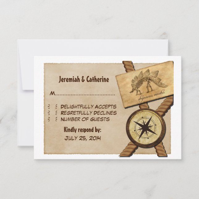 Carte de réponse du Mariage vintage Adventure (Devant)