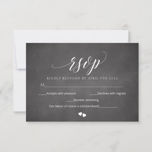 Carte de réponse du script RSVP de mariage du tabl (Devant)