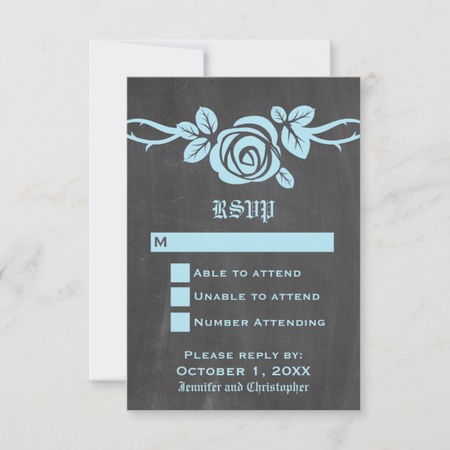 Carte de réponse du tableau de bord bleu Rose (Devant)