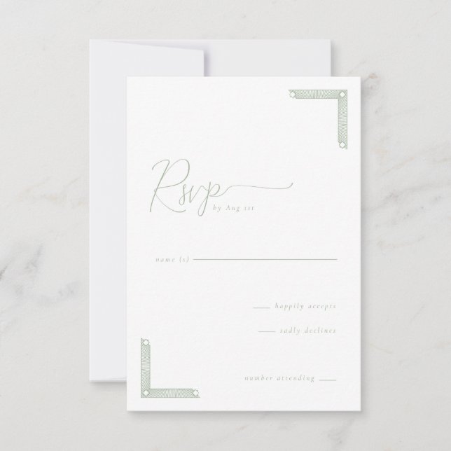 Carte de réponse élégante à la menthe (Devant)