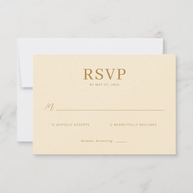 Carte de réponse élégante beige RSVP (Devant)
