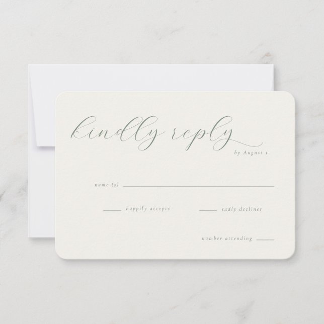 Carte de réponse élégante beige RSVP (Devant)