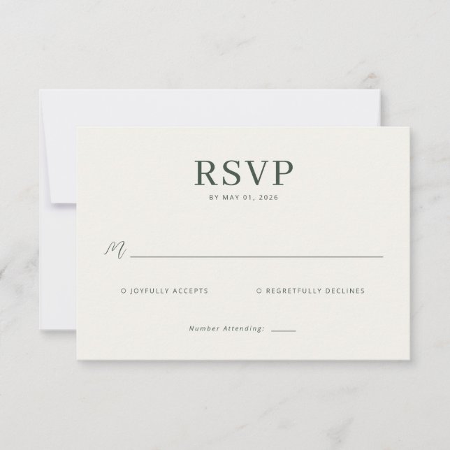 Carte de réponse élégante beige RSVP (Devant)