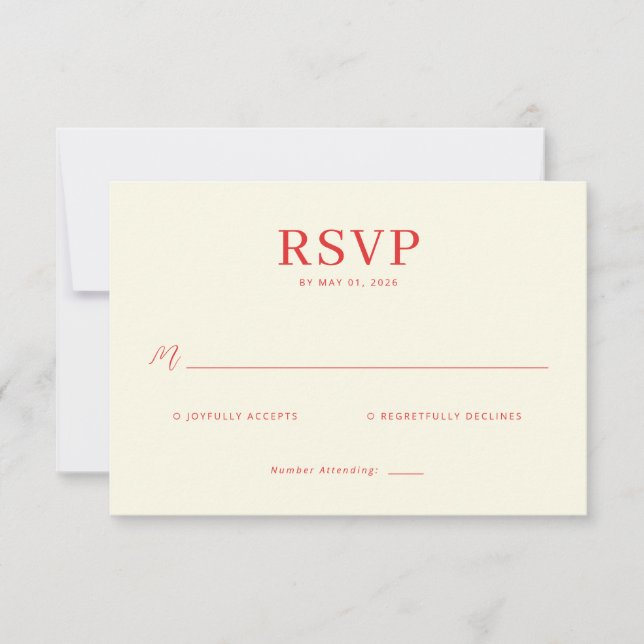 Carte de réponse élégante crème (Devant)