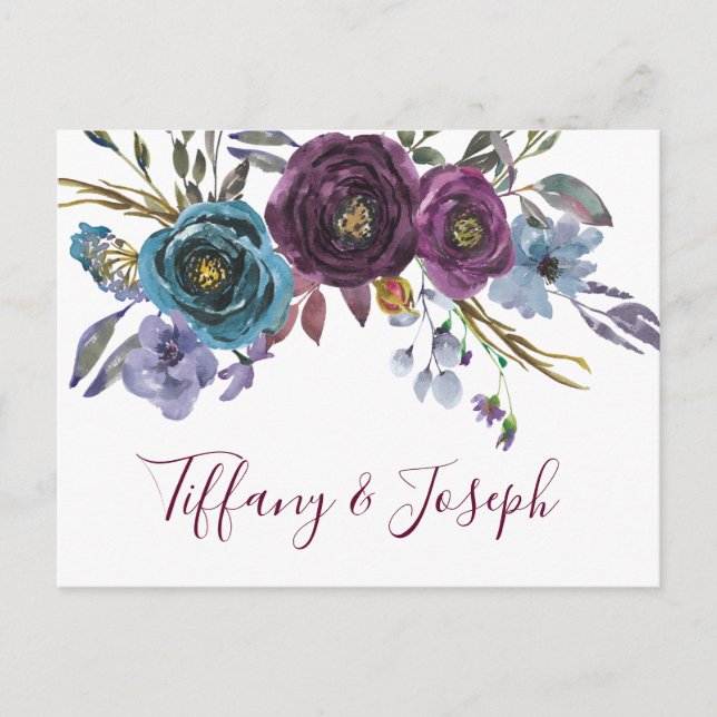 Carte de réponse élégante de mariage à l'aquarelle (Devant)