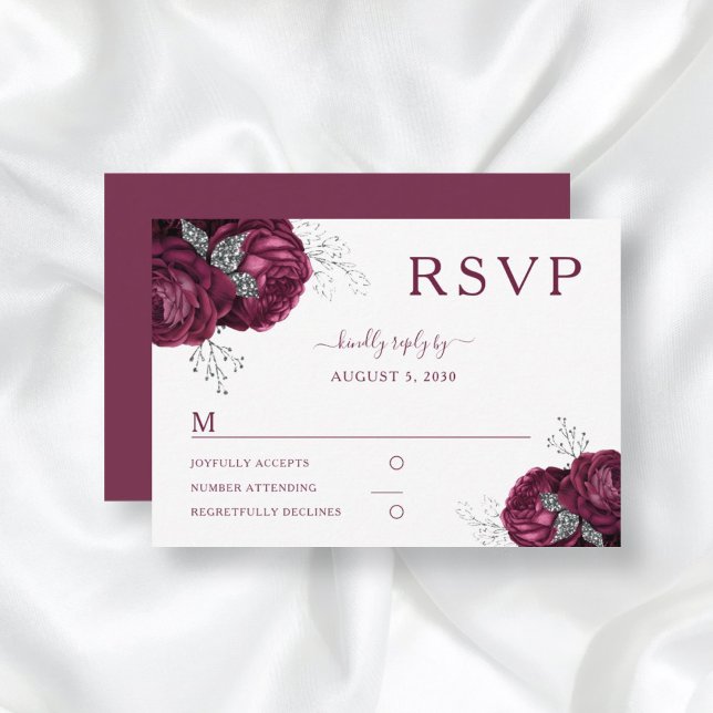 Carte de réponse élégante de mariage de roses de B (Créateur téléchargé)