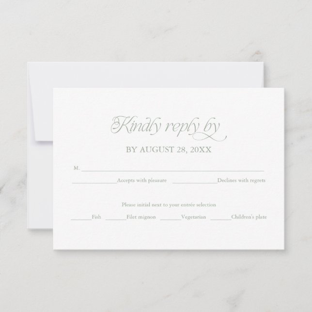 Carte de réponse élégante de RSVP de mariage minim (Devant)