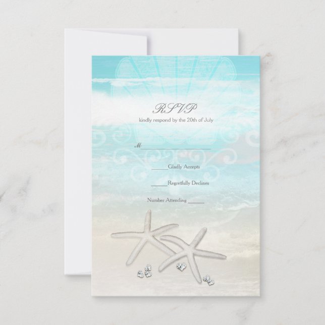 Carte de réponse élégante d'été étoile de mer blan (Devant)