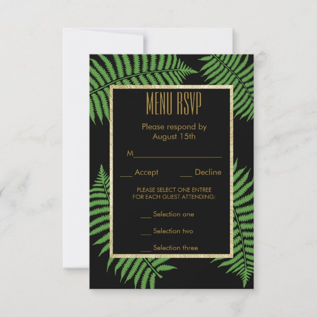Carte de réponse élégante et chic pour menu de mar (Devant)