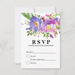 Carte de réponse élégante florale 3,5" x 5"