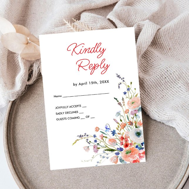 Carte de réponse élégante florale pour mariage (Créateur téléchargé)